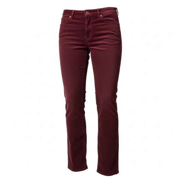 7 For All Mankind Denim - 7 For All Mankind Women's Burgundy Velvet Straight Leg Jeans